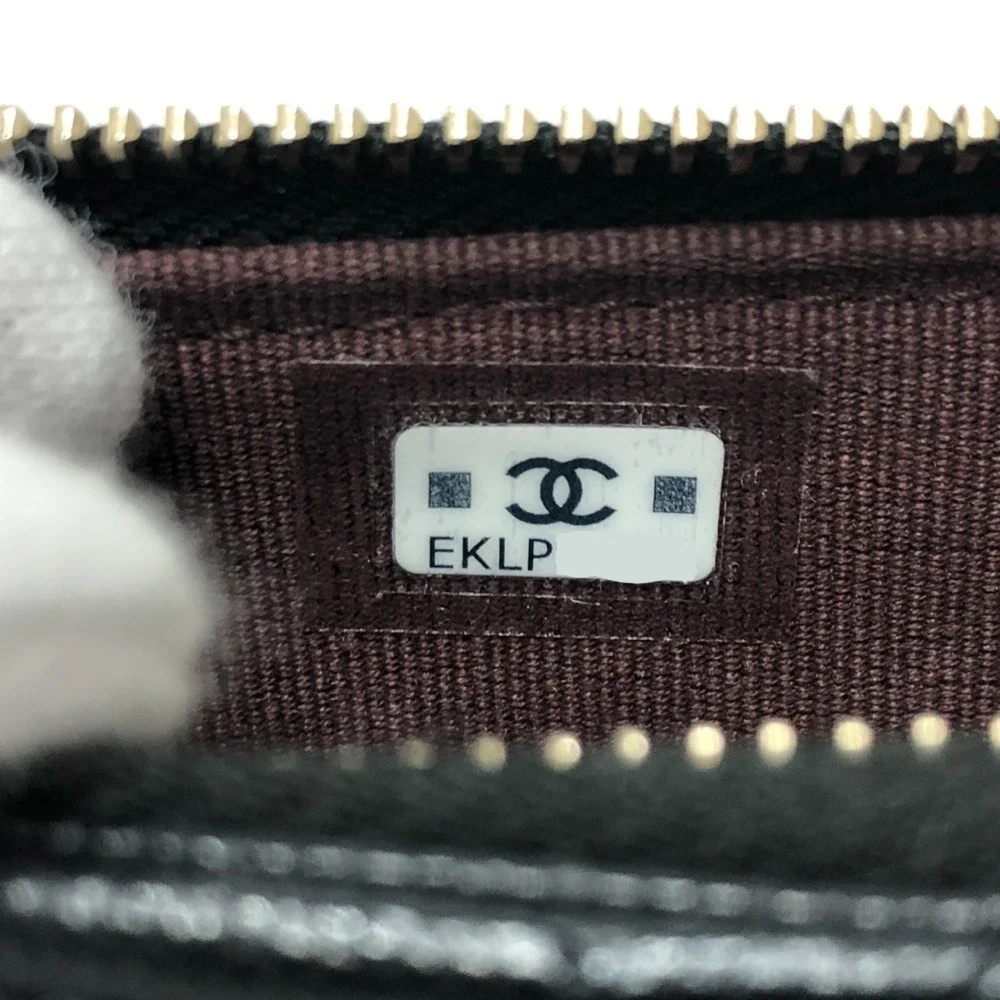 CHANEL Black Caviar Leather Logo Wallet